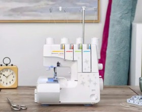 MÁY VẮT SỔ GIA  ĐÌNH 2 KIM 4 ỐNG CHỈ JUKI BL4-828DF NHẬT BẢN (VẮT CHẬP)